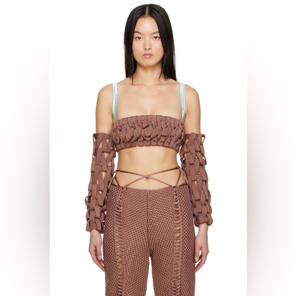 Isa Boulder Brown Tube Top & Sleeve Set
Handcrafted Braided Knit Stretch Large